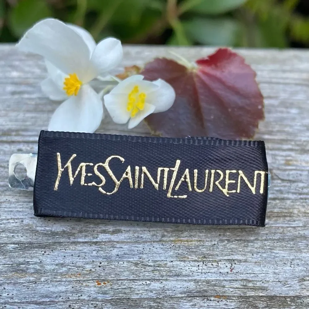 Upcycled/Repurposed Yves Saint Laurent (YSL) Black/Gold Ribbon Barrette/Hairclip